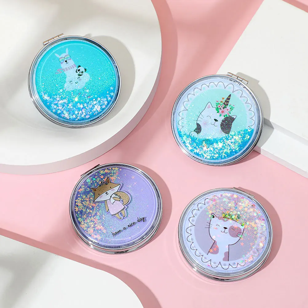 2Pcs Makeup Mirrors Double-Sided Compact Foldable Pocket Travel Mirror Portable Handheld Small Mirror for Women Girls