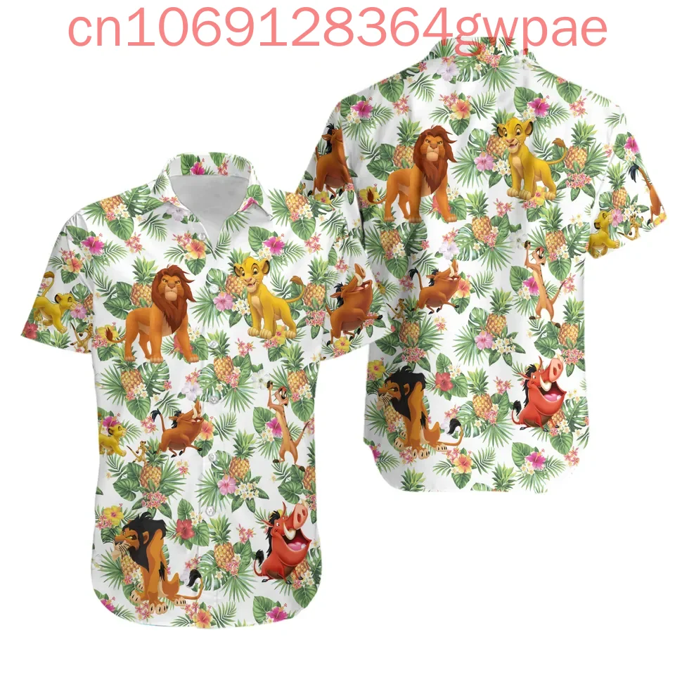 

The Lion King 3D Print Hawaiian Shirts Men's Women's kids Disney Summer Casual Short Sleeve Beach Shirts Fashion Button Shirt