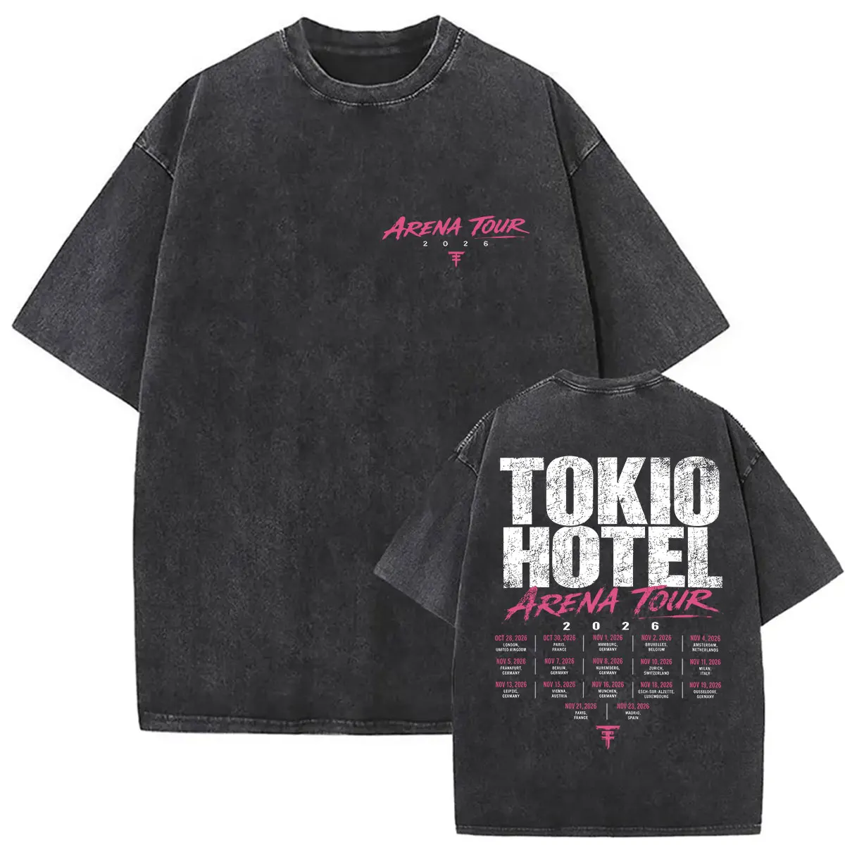 Футболки Tokio Hotel Band Arena Tour 2026 с винтажной отделкой, мужская и женская одежда, модные оверсайз футболки в стиле хип-хоп, панк, готика.