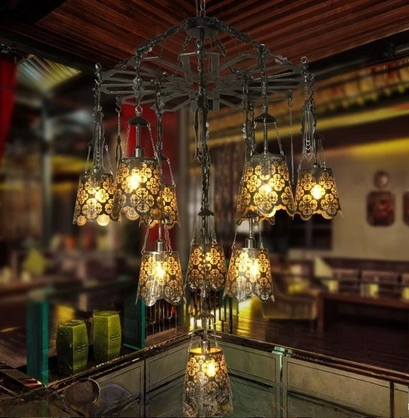 Vintage American European Style Crystal Chandelier Wrought Iron Lighting for Living Room Bedroom Restaurant Hotel Cafés Decor