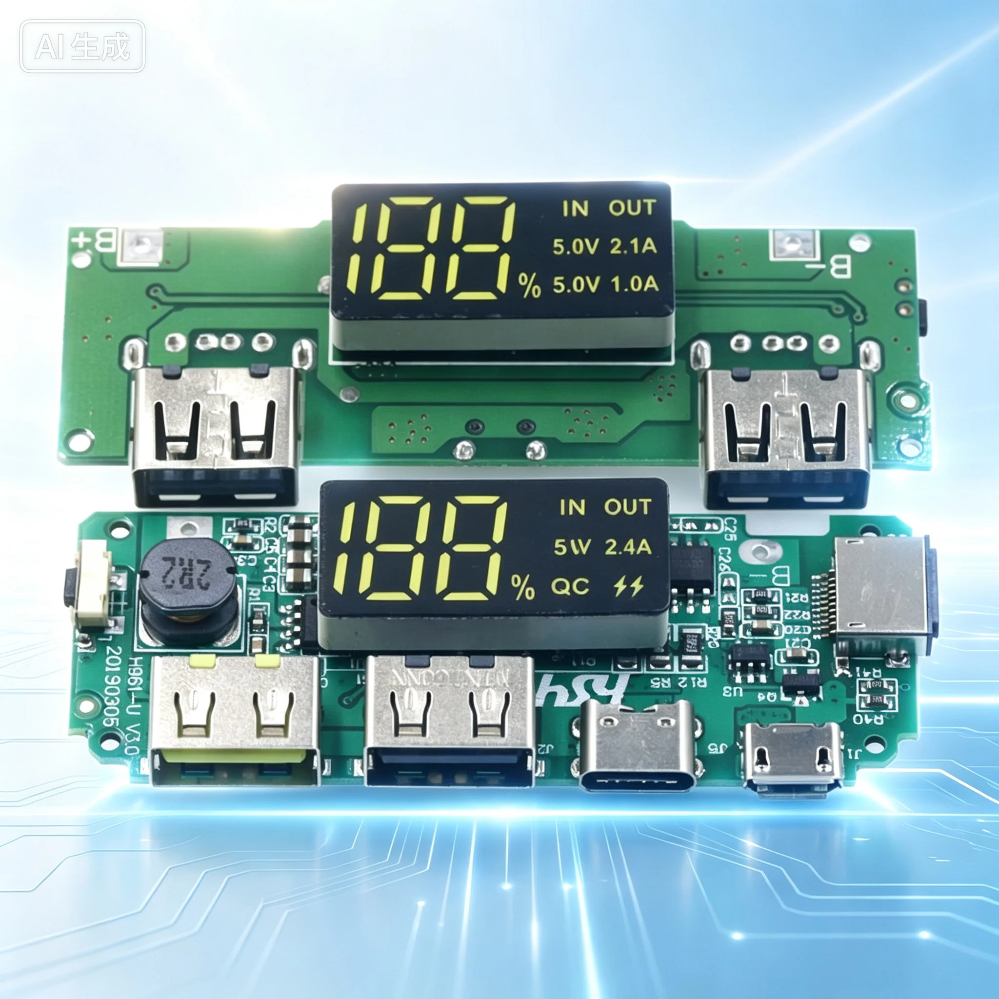 Display for 18650 Lithium Battery Digital Charging Module 5V 2.4A 2A 1A Dual USB Output Boost Module  10pcs