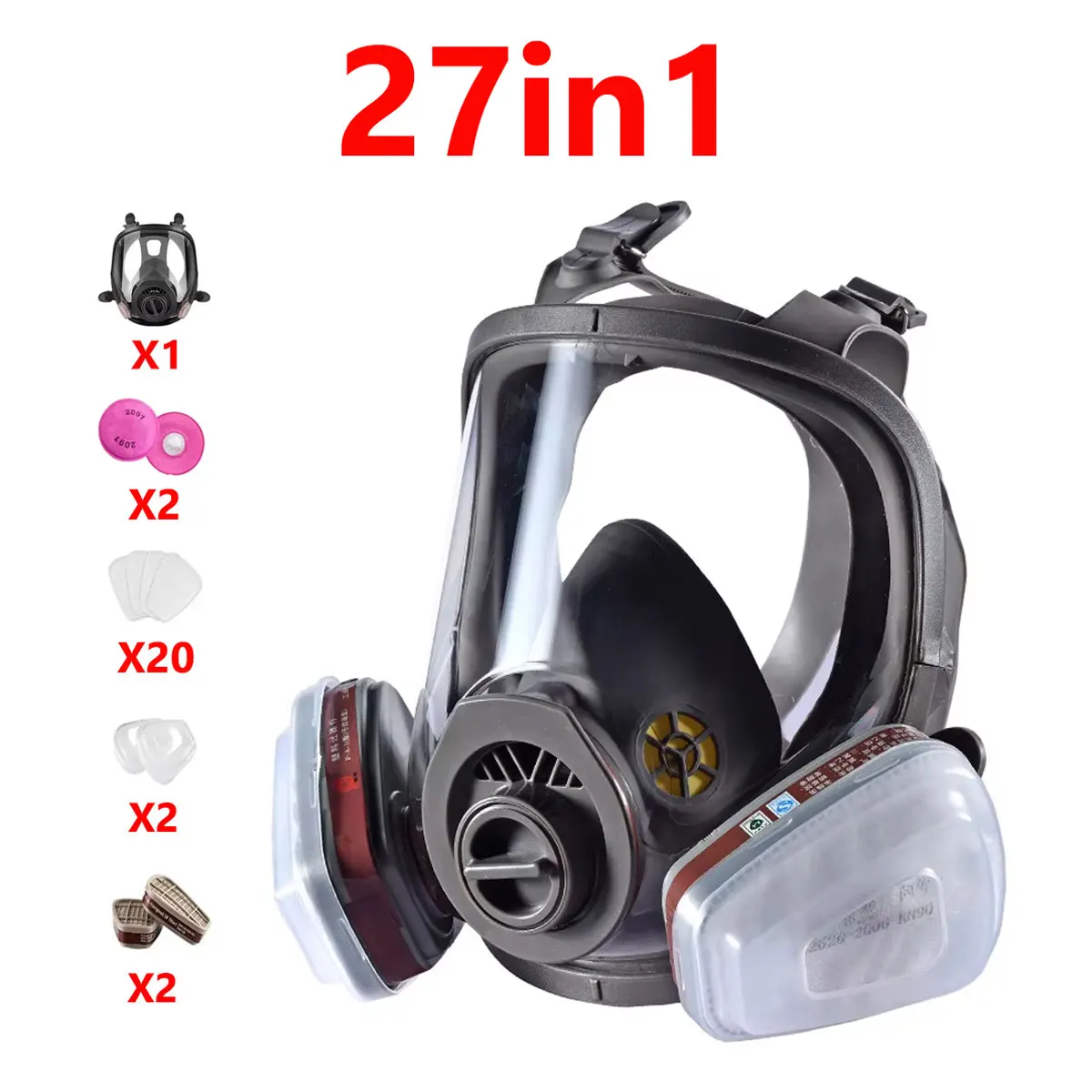 6800 type three-interface multi-functional anti-toxic mask for industrial spray with replaceable filter element