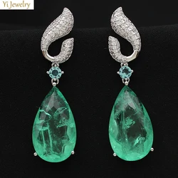 Green Fushia Purple Teardrop Dangle Earrings for Women Elegant Luxury Jewelry Evening Party Birthday Gift