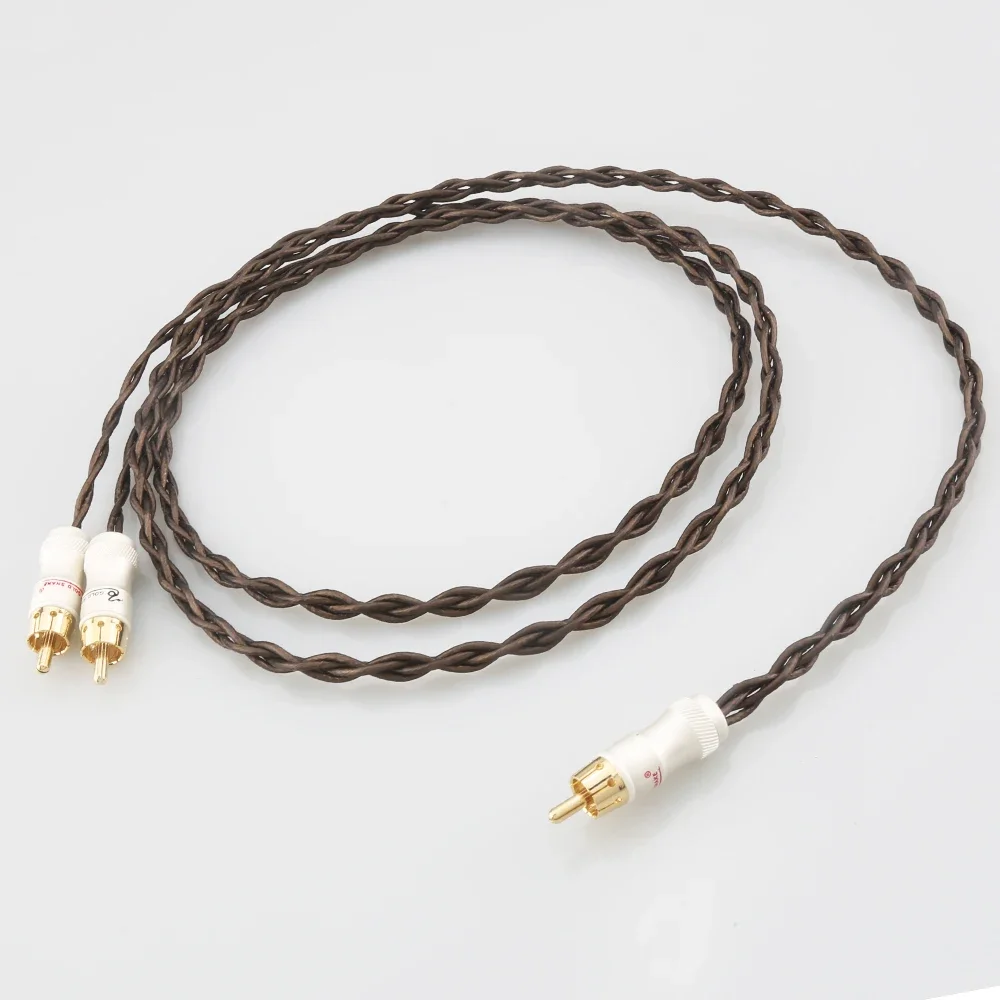 Audiophile Silver 1 RCA to 2 RCA Jack Audio Signal Line for Computer And Audio Connection Cable
