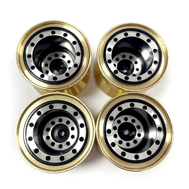 Y19A 4Pcs Brass Clamp Ring Metal 1.0 Wheel Rim Wheel Hub for FMS FCX24 Max Smasher 1/24 RC Crawler Car Upgrade Parts,1