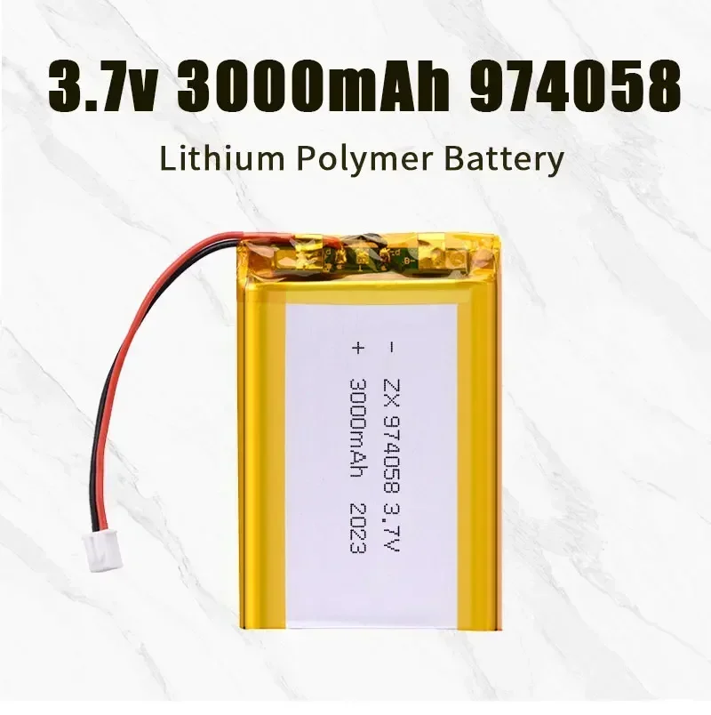 974058 3000mAh 3.7V Lithium Polymer Replacement Battery PH2P Rechargeable Cell for GPS Navigator, Massage Meter, Aeromodelling