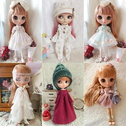 New Blyth long T-shirt+Lace Skirt Barbies DressDoll Blyth Doll Clothes Princess Dress For Ymy Licca Azones Ob24 Ob27 Fr Doll