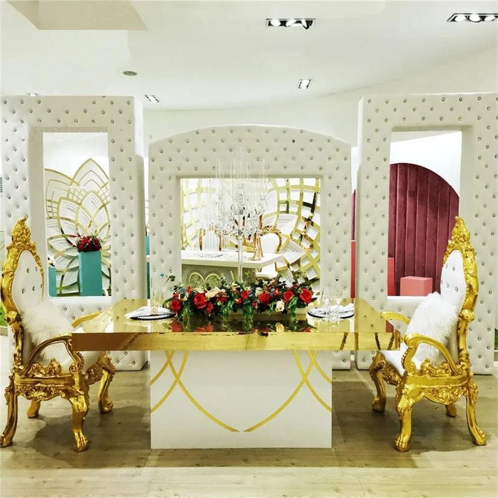 Elegant Good Quality Queen King Luxury Throne Chairs For Wedding White And Silver