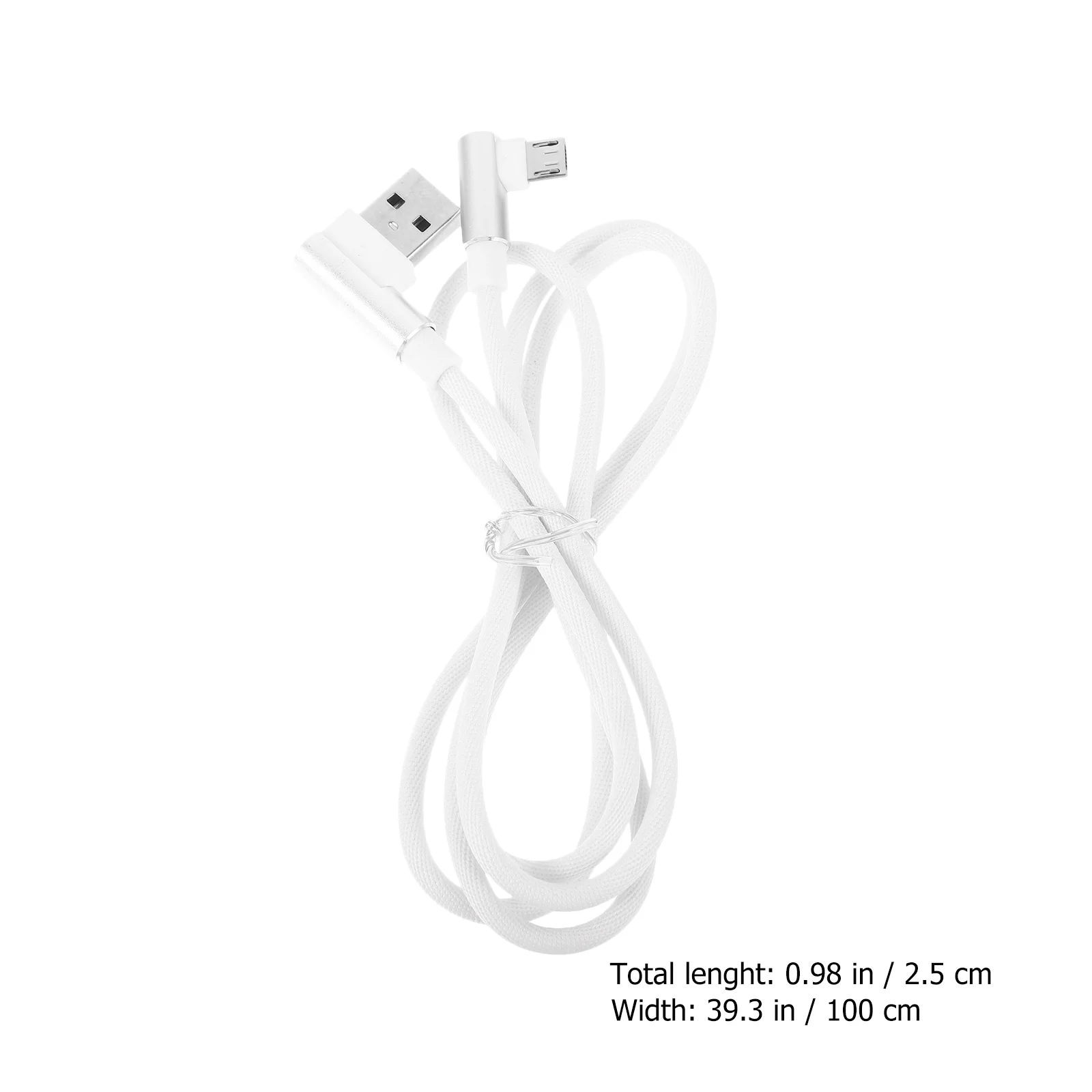 1M Right Angle USB Micro Cable Braided USB 24 A to 90 Degree Data Cable Cord for Universal Phone (White)