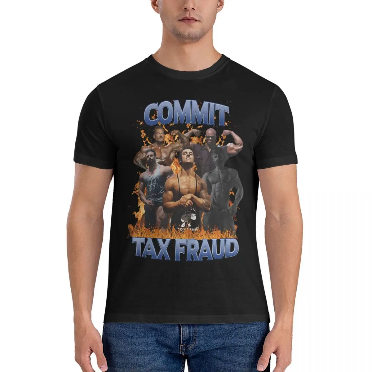 Men's Commit Tax Fraud T Shirts Ronnie Coleman Cotton Clothes Novelty Short Sleeve Crew Neck Tee Shirt Birthday Gift T-Shirt