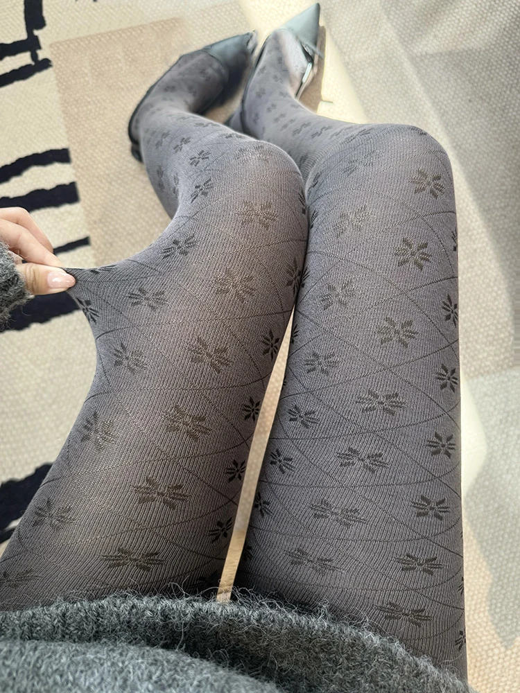 Vintage-Schneeflocken-Strumpfhose für Damen, 2025, Herbst, halbtransparente Weihnachtsstrumpfhose im koreanischen Stil, vielseitiger dünner Strumpf