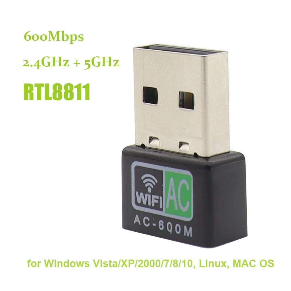 Adaptador Wifi USB de 600Mbps, tarjeta de red inalámbrica de 2,4G y 5GHz, antena Wi fi, receptor Wifi Ethernet