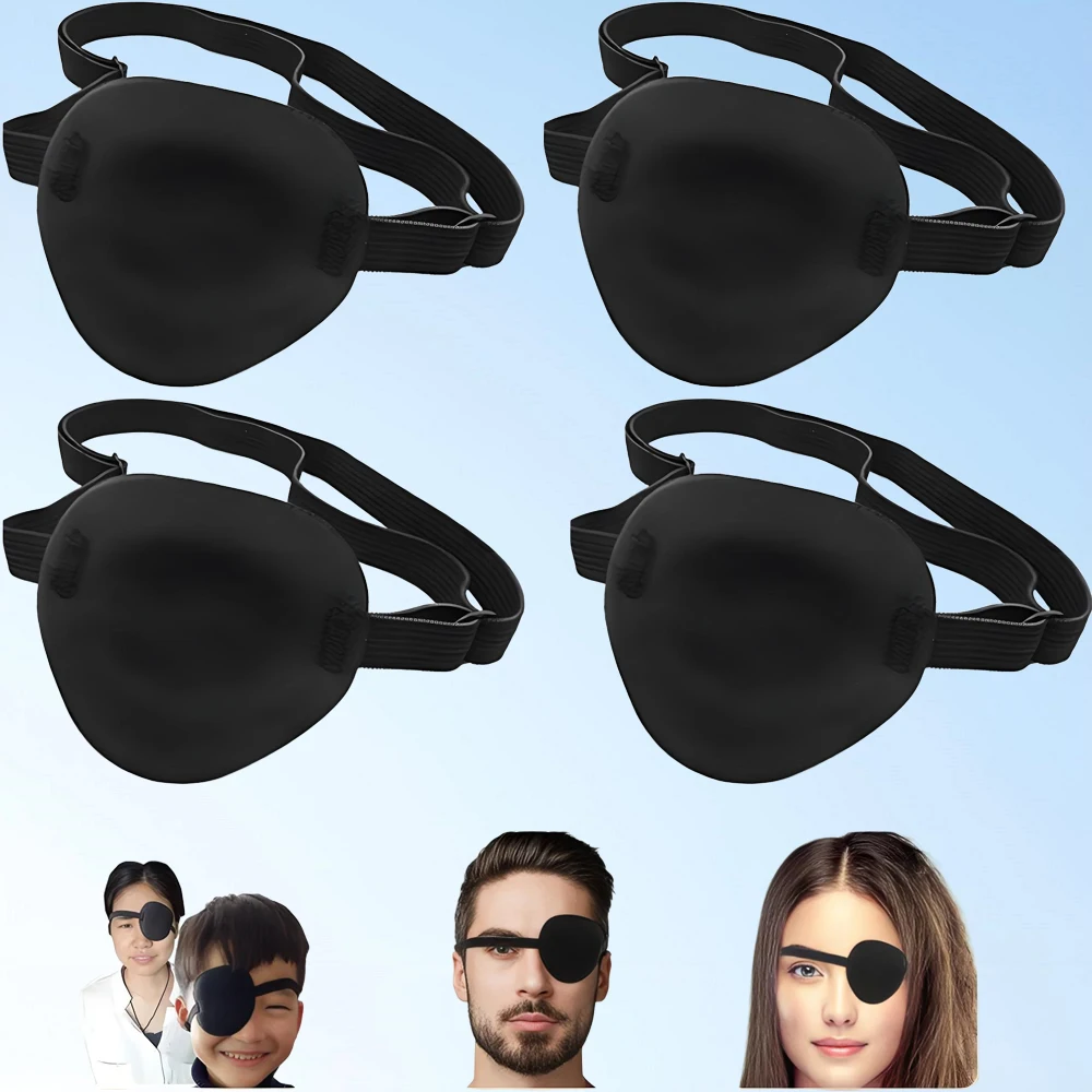 

Черные одинарные повязки на глаза, регулируемые мягкие повязки на глаза при амблиопии для ленивых или правых глаз, вогнутые повязки на глаза для взрослых и детей