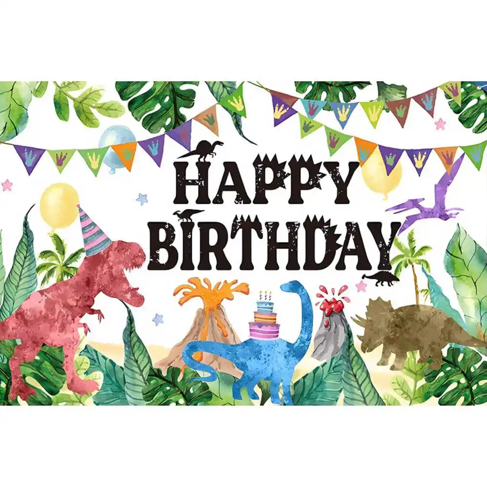 Dinosaur Theme Baby Birthday Party Background Decoration Tropical Jungle Safari Kids Photography Background Studio Supplies