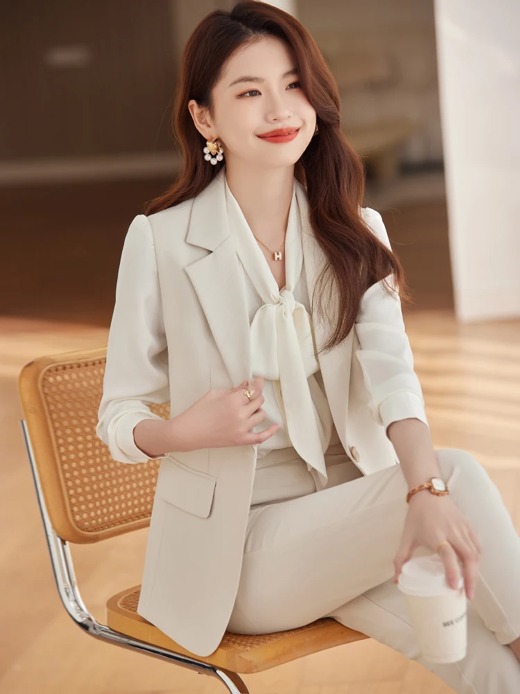 Women's Business Suit Vest Shirt Two-Piece Set Spring Autumn Inner Wear Professional Jacket Vest with Shirt Career Outfit