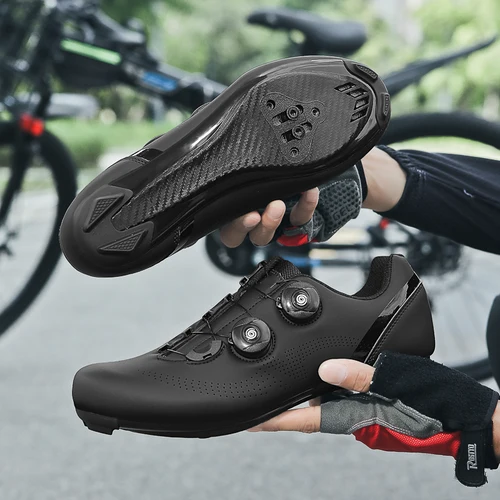 Zapatos de ciclismo de carretera transpirables para ciclismo en interiores y exteriores, cierre de hebilla ajustable, suela de TPU duradera, accesorios de ciclismo