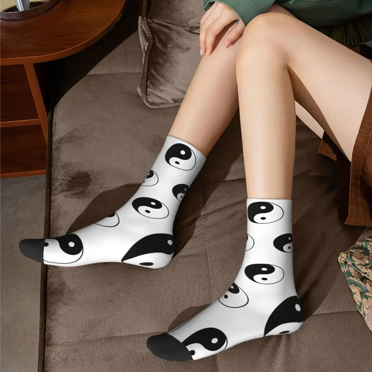 Asian Yin Yang Symbol Socks Harajuku High Quality Stockings All Season Long Socks Accessories for Unisex Birthday Present