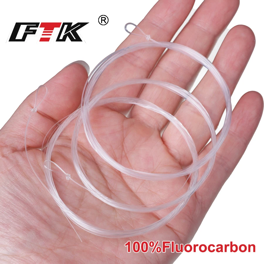 

FTK 100%fluorocarbon/Clear Nylon Line Tapered Leader Fly Fishing Line 9FT 3X/4X/5X/6X Fly Line Leader With Loop