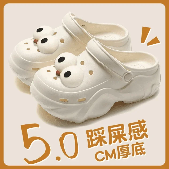 

Женская обувь с большими отверстиями для глаз, летняя одежда, новинка 2024, популярные сандалии дернового ощущения на толстой подошве с нескользящим и дезодорантом