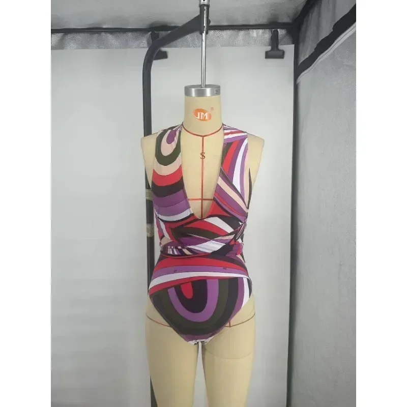 2024 New Luxury Brand Women's One-piece Purple Swimsuits European and American Fashion Design Sexy Beach Bikini Set