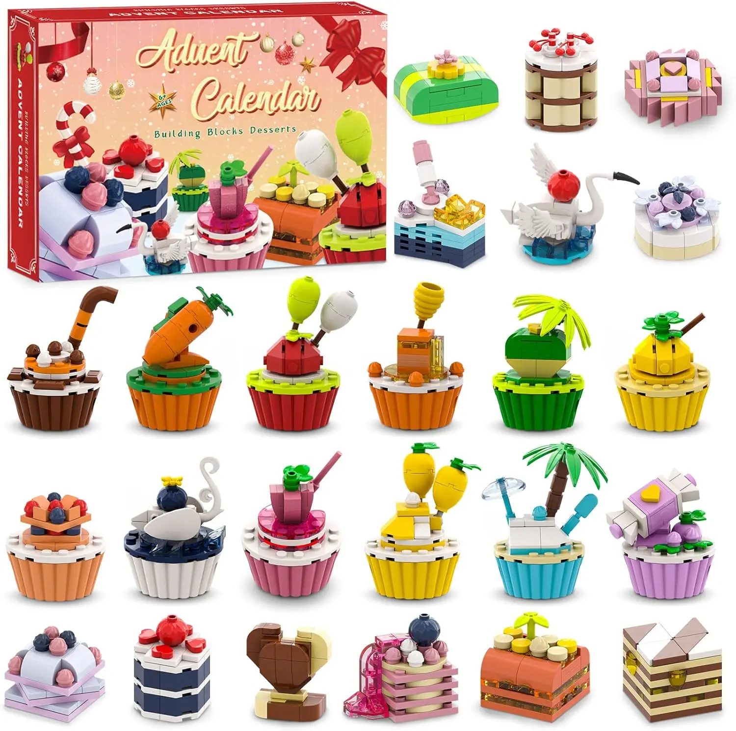 

Easter Egg Fillers for Kids,24 Days Building Toy Countdown Calendar with Desserts Cakes, Holiday Building Blocks Advent Calendar