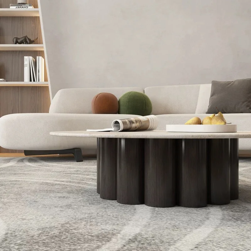 

European Style Modern Round Top Coffee Table High Quality Wooden Base With Faux Marble for Living Room Wholesale Price