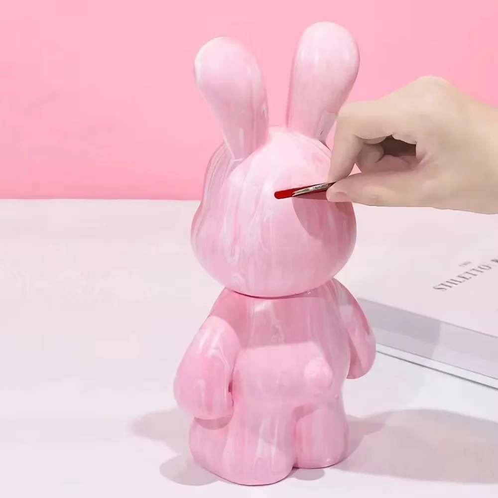 DIY Fluid Rabbit Without Pigment Handmade Violent Rabbit White Blank Mold Doll Toy Graffiti Painting Gift With Deposit Opening