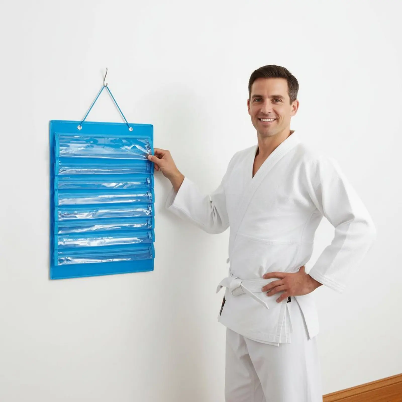Estante para Medallas de Artes Marciales, Soporte para Cinturones de Taekwondo a Prueba de Polvo, Estante de Pared para Medallas con Ventana Transparente, Organizador Colgante de Fieltro Fácil de Colgar