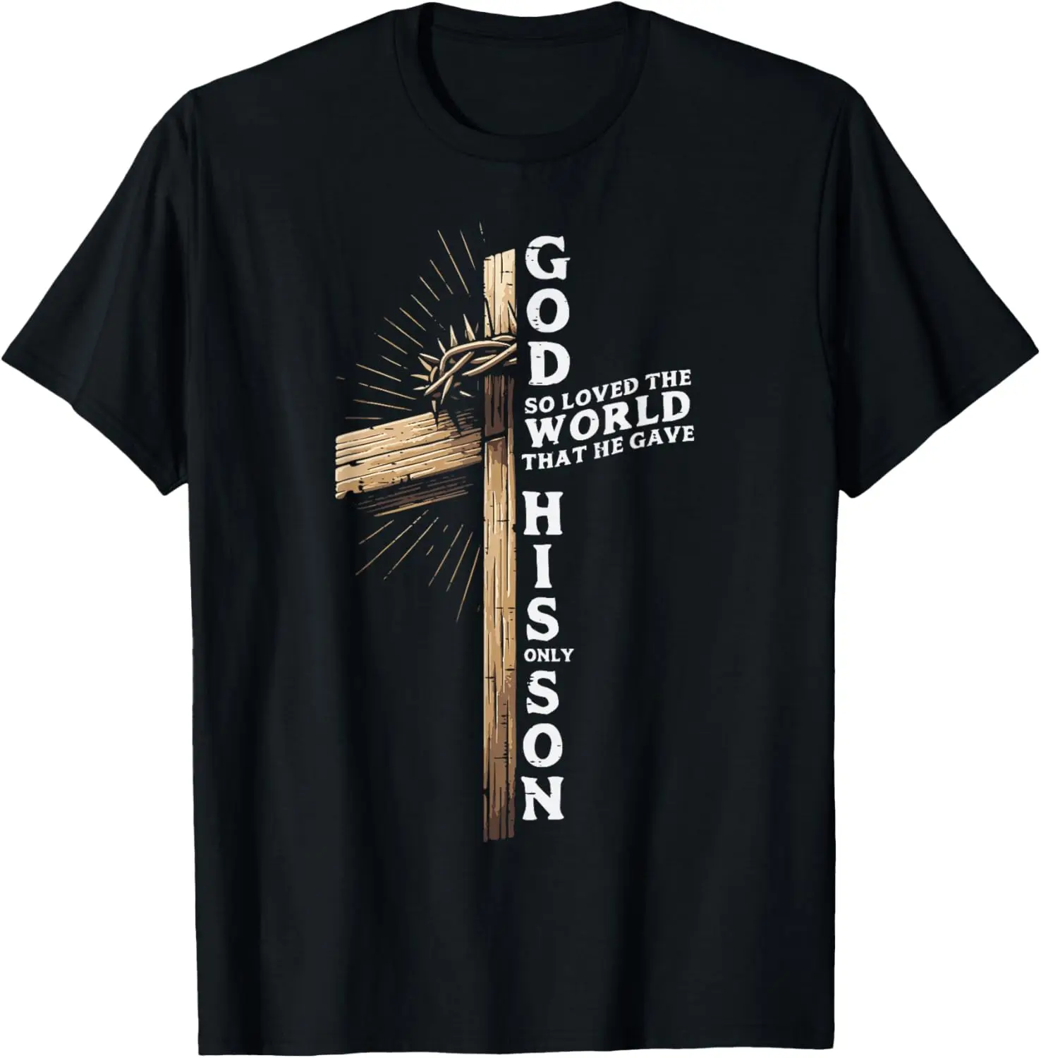 

God So Loved The World Cross Christian John 3:16 Graphic Tee Soft Cotton Casual Short Sleeve T-Shirt