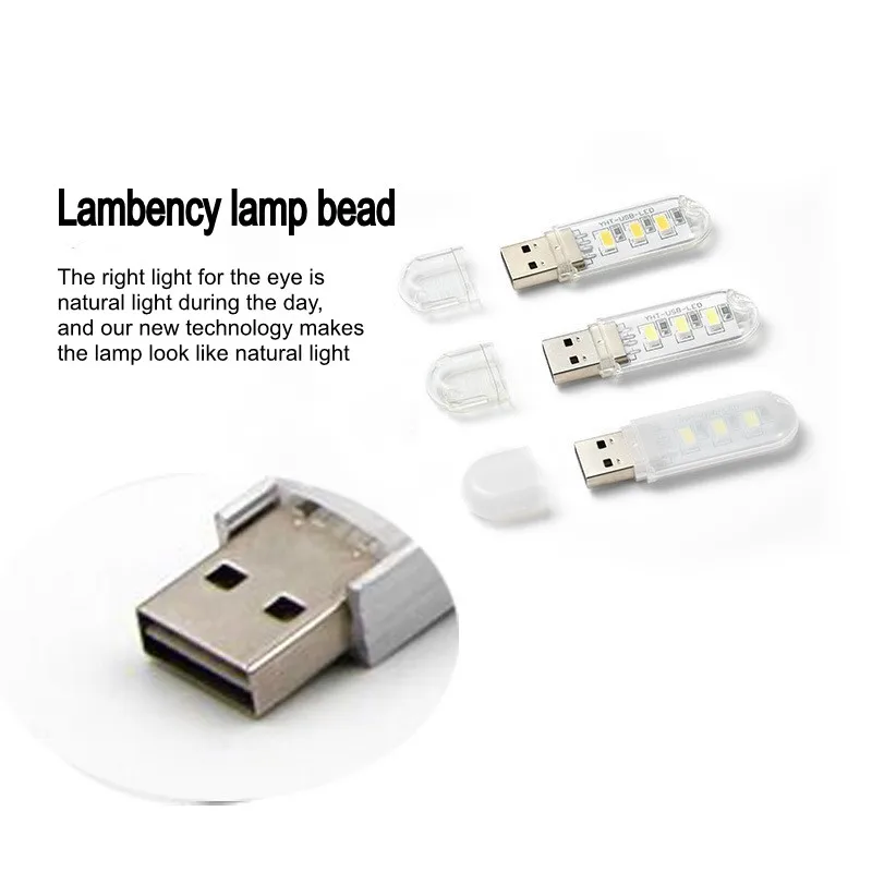 Mini luz LED portátil USB para libros, lámpara de lectura ultrabrillante DC5V, 3leds, 8leds de luces para banco de energía, PC, portátil y Notebook