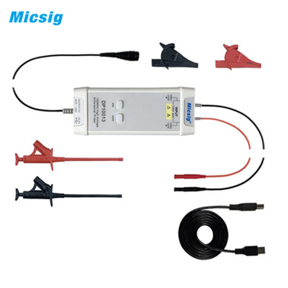 New Micsig-High Voltage Differential Probe Kit, Oscilloscope DP10013, 1300V, 100MHz, 3.5ns Rise Time, 50X, 500X Attenuation Rate