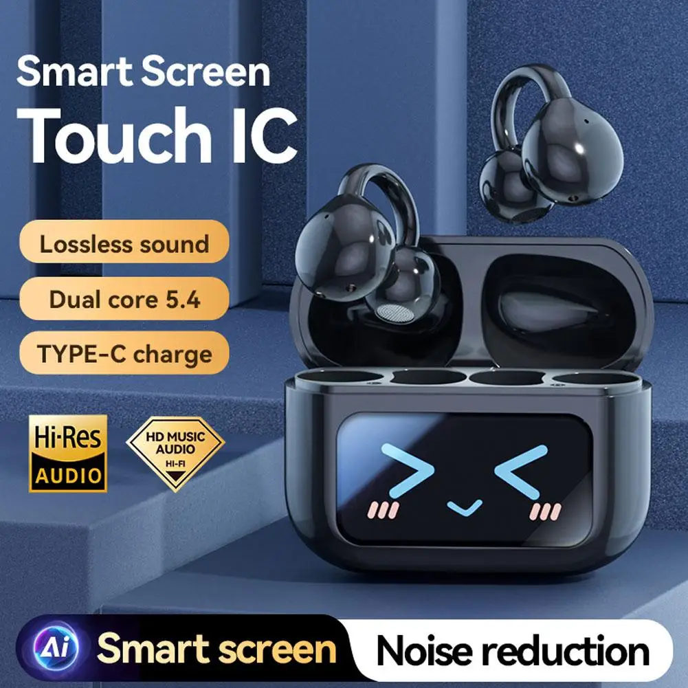 M100 New Colour Screen Translation Bluetooth Headset Ultra Long Life Ear Clip Wireless With Screen Bluetooth Headset 5.4