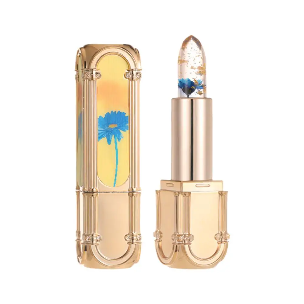 Gelatina Cambia colore Rossetto Temperatura idratante Petali trasparenti Cambiando Trucco labbra Rossetto Balsamo di cristallo Fiore J3w6