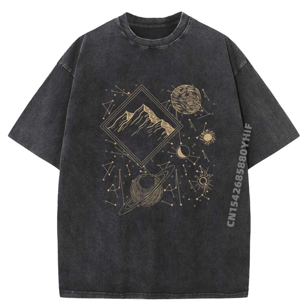 

Galaxy Nature Diagram Astrology Outer Space Star Gazer Cotton Graphic Tee Shirt Men Leisure Washed Clothes