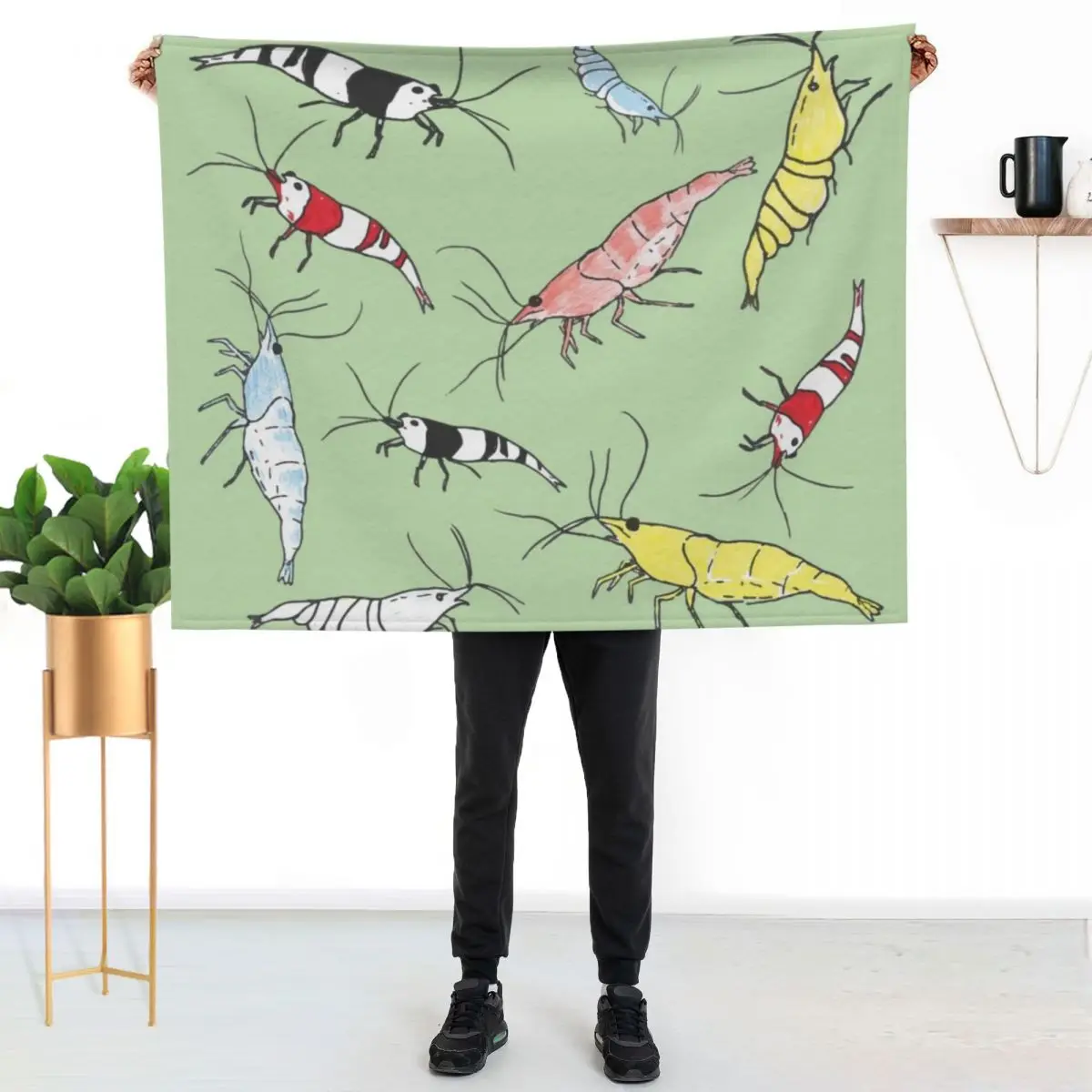 Fancy Aquarium Shrimp Pattern Throw Blanket Heavy Furry heavy to sleep Soft decorative Nap Blankets