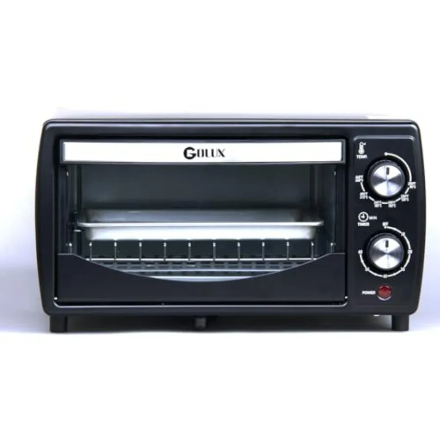 

Compact 4-Slice Toaster Oven 9.6L Countertop Small Oven with Even Heating for Toasting Baking Broiling 8 Pizza Suitable for rtm