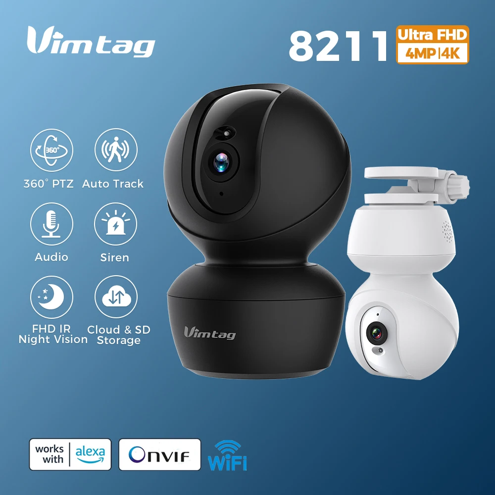 camera de seguranca wi fi 25k ultra hd vitamg camera ip 360 camera ptzir visao noturnarastreamento automaticoaudio de duas vias deteccao de movimentos trabalha com alexa 01