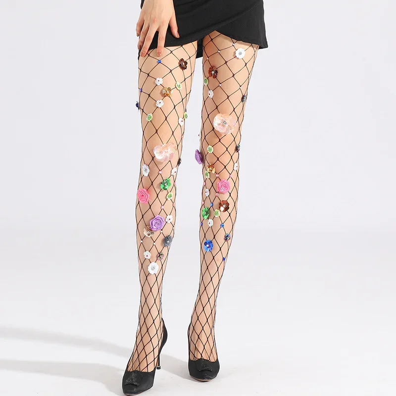 Maternity Sparkle Hollow Out Ultra-thin Embroidered Flower Stocking Tights Pantyhose Medias  임산부 גרביונים לנשים