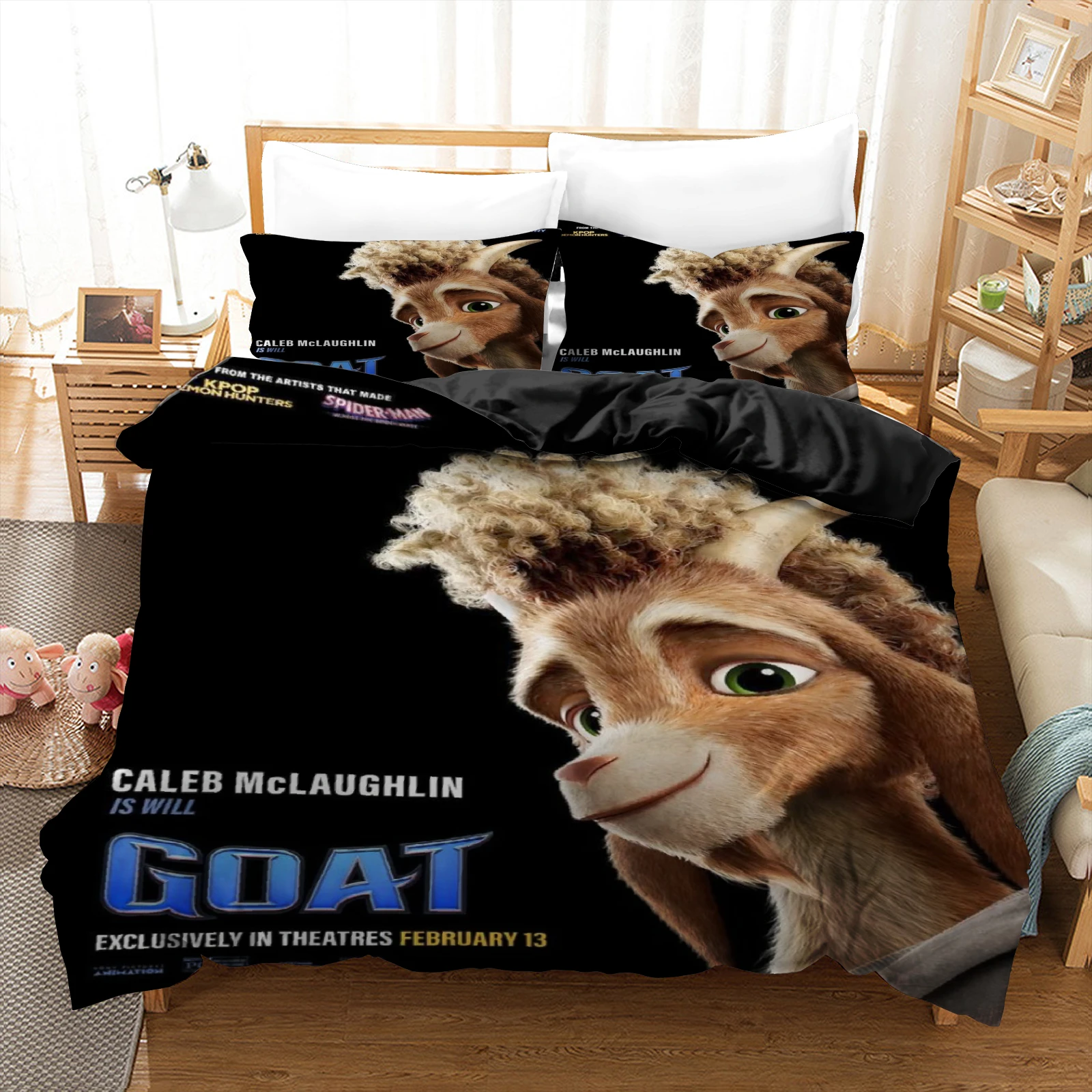 

Cartoon G-Goat Print Kawaii Girls Bedding Set Single Twin Full Queen King Size Bed Set Adult Kid Girls Bedroom Bedding Gift