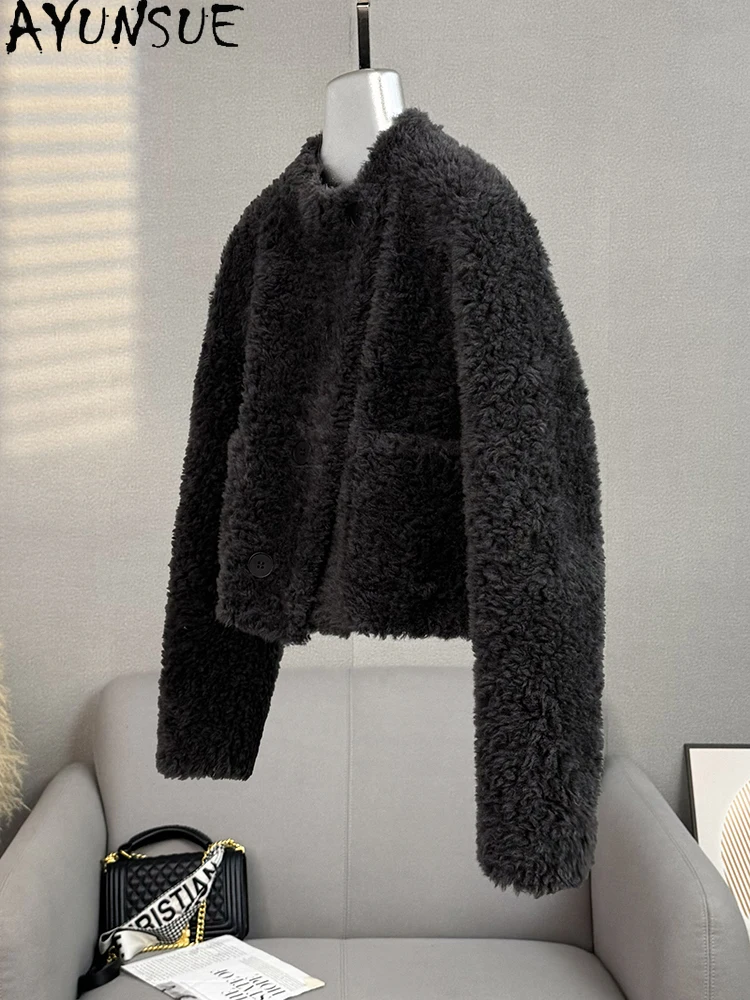 AYUNSUE 100% Natural Wool Women's Jacket 2025 Autumn Winter Lamb Fur Jacket Woman Clothes High Quality Outerwears Abrigo Mujer