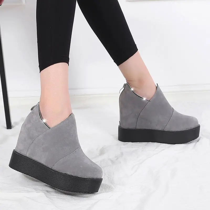 Fujin 11.5cm Genuine Leather Platform Wedge Chunky Sneaker Women Shoes Super Hidden Heels Women Ankle Boots Autumn Spring Boots