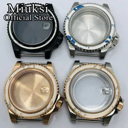 Miuksi 40mm silver black rose gold watch case 3.8 crown sapphire glass fit NH35 NH36 ETA2824 PT5000 movement