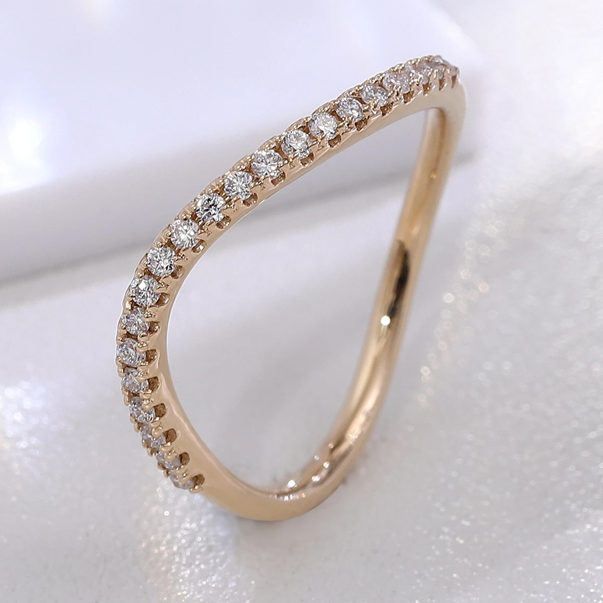 بروفانس الحد الأدنى العصرية خاتم منحني مختبر الماس خاتم الخطوبة كل يوم التراص خواتم خاتم كوكتيل هدايا عيد الميلاد مجوهرات