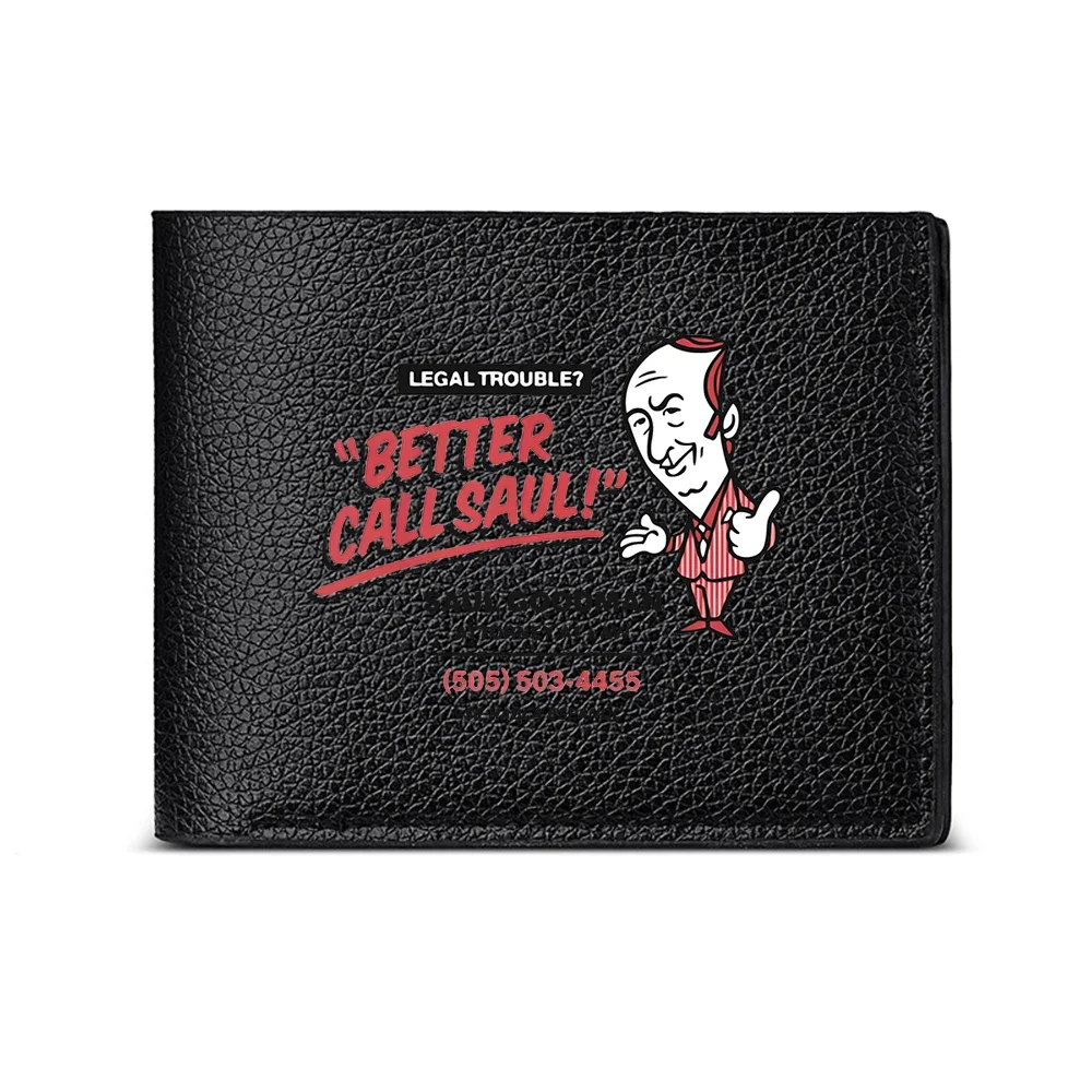 Legal Trouble Better Call Saul Man Cartoon Print Wallet Fashion Business Casual Design Men's Card Holder Style Accessory