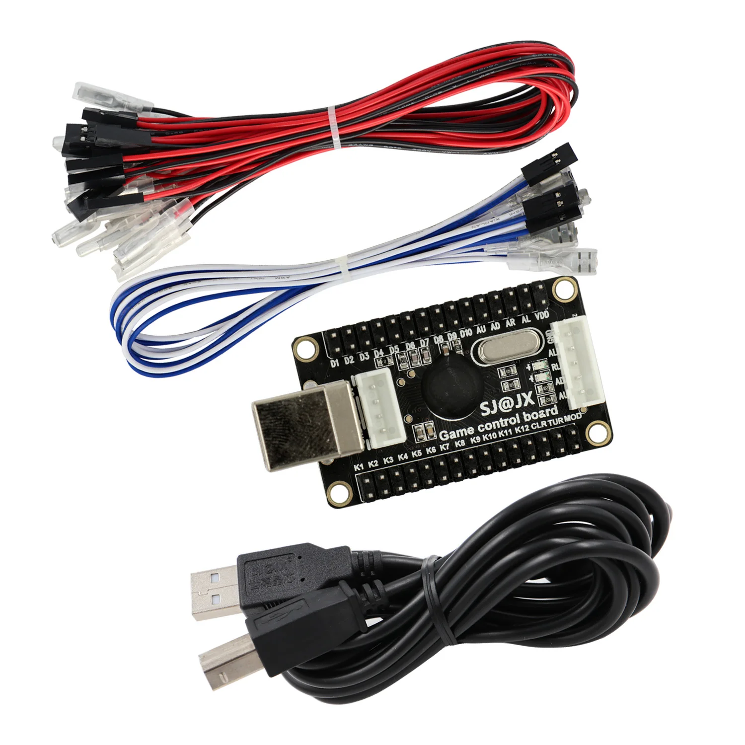لعبة أركيد من SJ @ JX لوحة تشفير USB مزودة بضوء LED بدون تأخير عصا تحكم بزر تحكم كابل عصا تحكم لأجهزة الكمبيوتر MAME Raspberry Pi