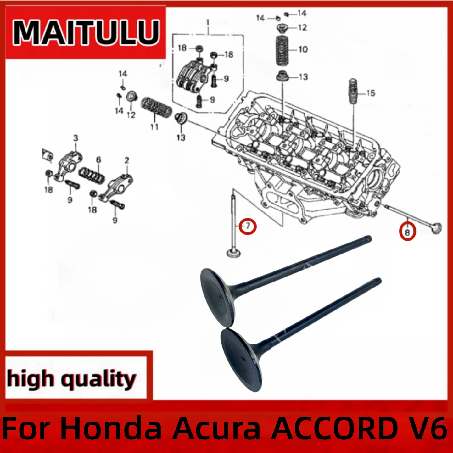 

automobile Intake Valve and Exhaust Valves Set Fit For Honda Acura ACCORD V6 14721-P8E-A00 14711P8EA00 14711-PXK-000