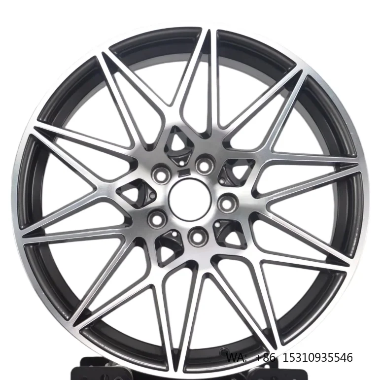 

Multi-spoke black machined face alloy wheel rims 14-24 inch, 5x112/5x114.3/5x120 custom aftermarket wheels