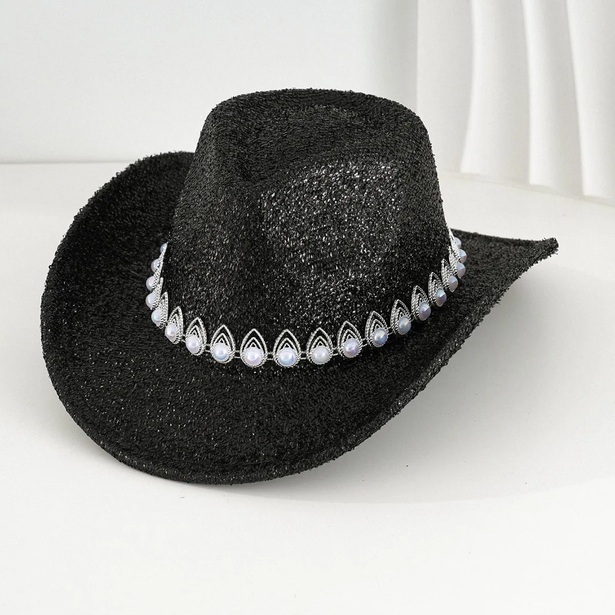 Hongluan glitter traje chapéu adulto & cowboy chapéus strass para mulher, cowboy cosplay acessórios femininos & cowgirl boné
