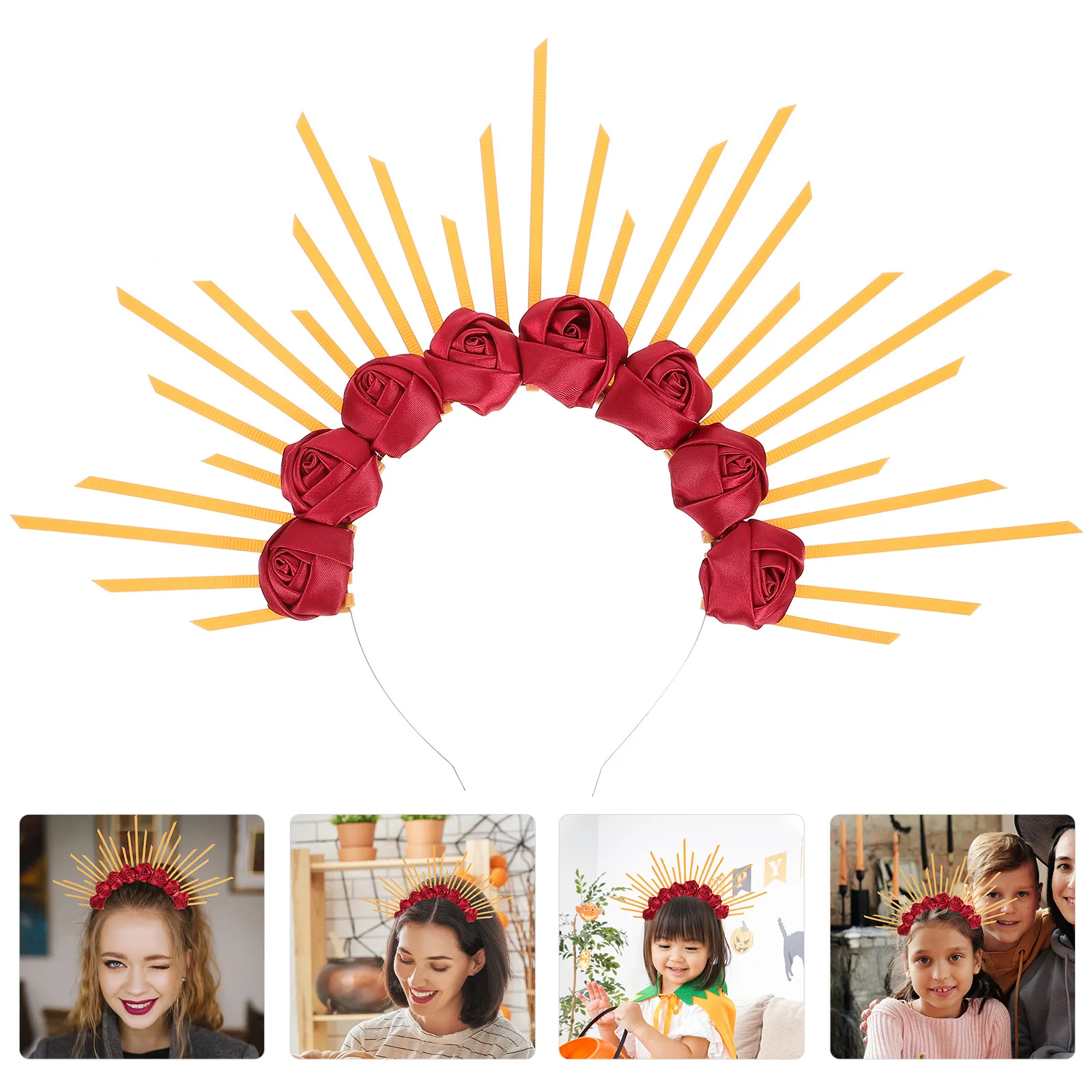 

Goddess Headpiece Flower Crown Sunburst Spike Crown Headband For Women Halloween Gothic Hair Accessories Cosplay Party Prom