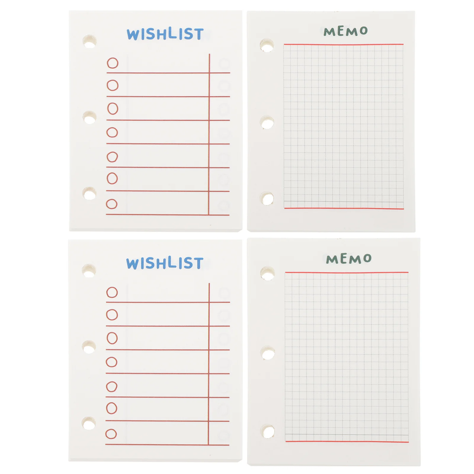 

4pcs Loose Leaf Notepad Replacement Cores 3-Hole Punch Inner Paper For Spiral Notebook Refill Writing Paper Student Stationery